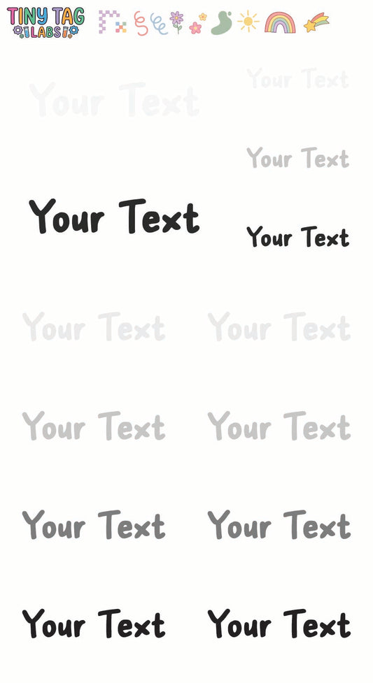 Custom Name Stickers — Black & White, Large Print