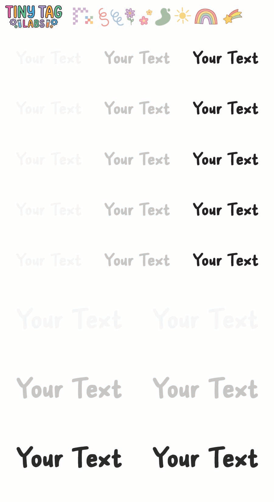Custom Name Stickers — Black & White, Medium Print
