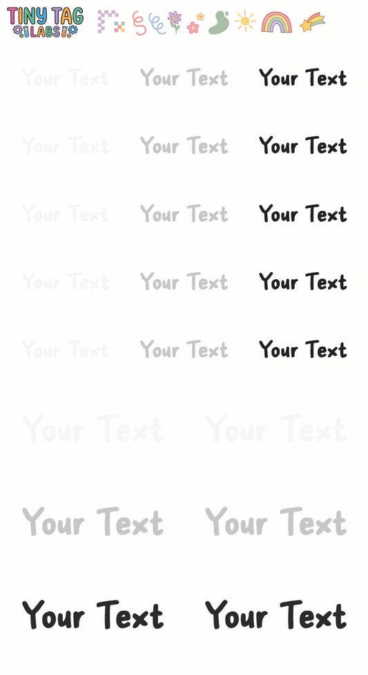 Custom Name Stickers — Black & White, Medium Print
