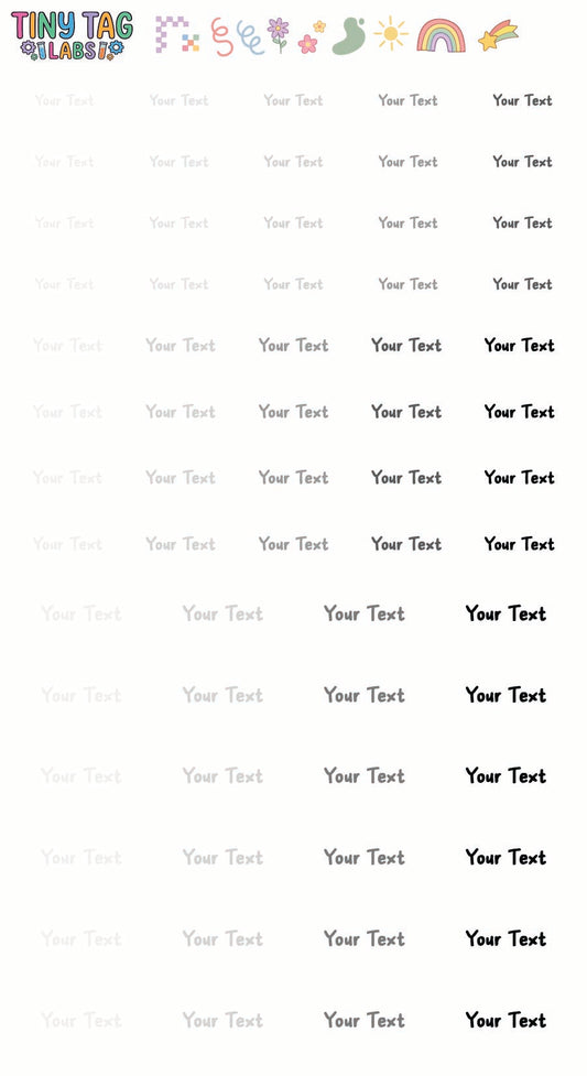 Custom Name Stickers — Black & White, Small Print