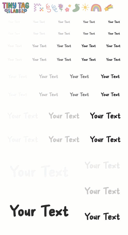 Custom Name Stickers — Black & White, Mix Sizes