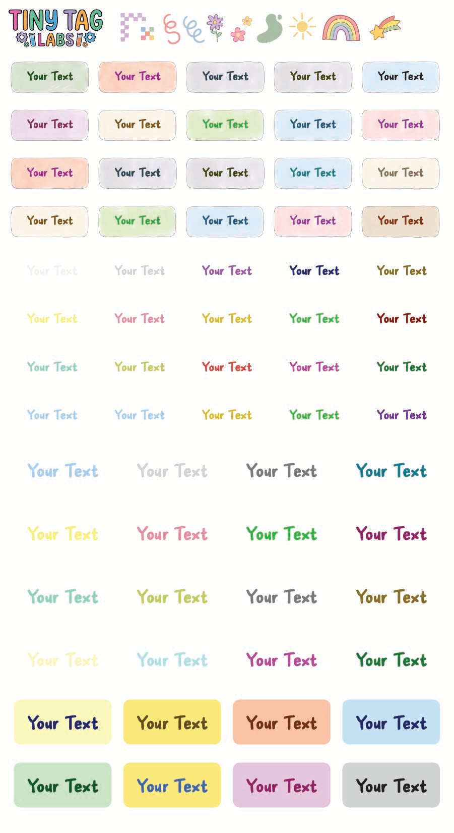 Custom Name Stickers — Color, Small Print