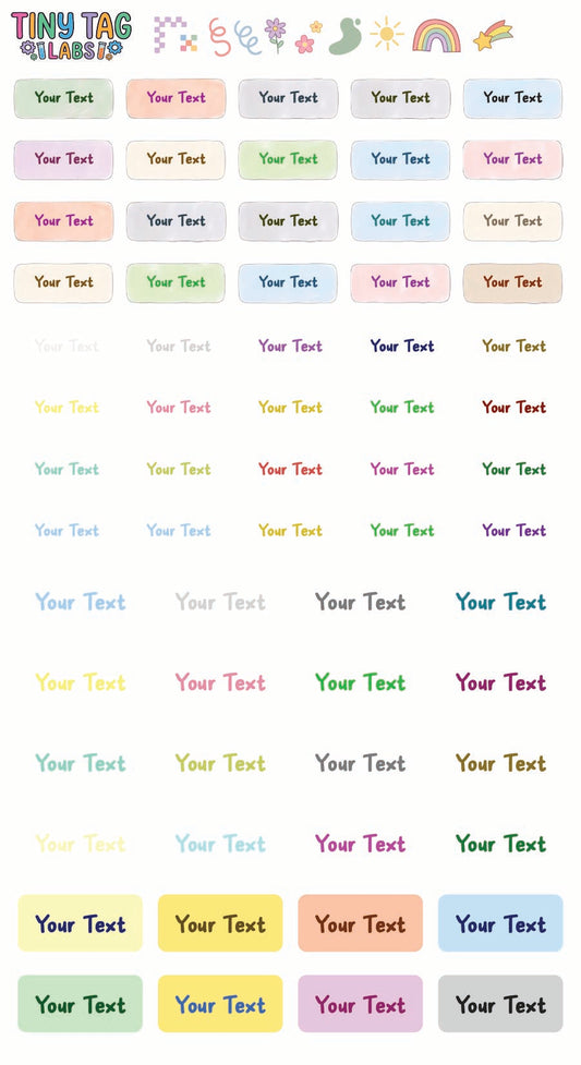 Custom Name Stickers — Color, Small Print