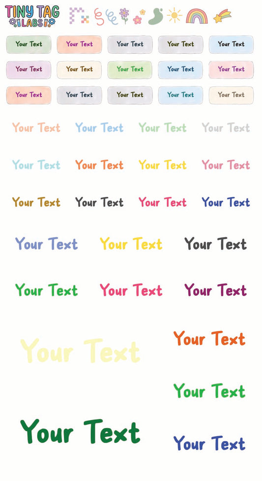 Custom Name Stickers — Color, Mix Sizes