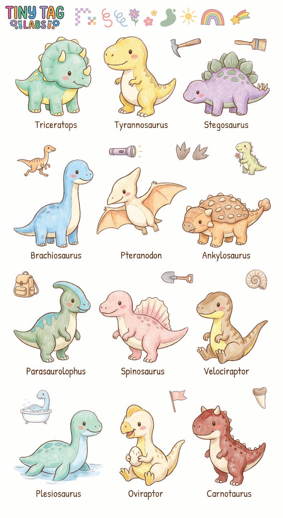 Dinosaur Stickers — Large Print #01