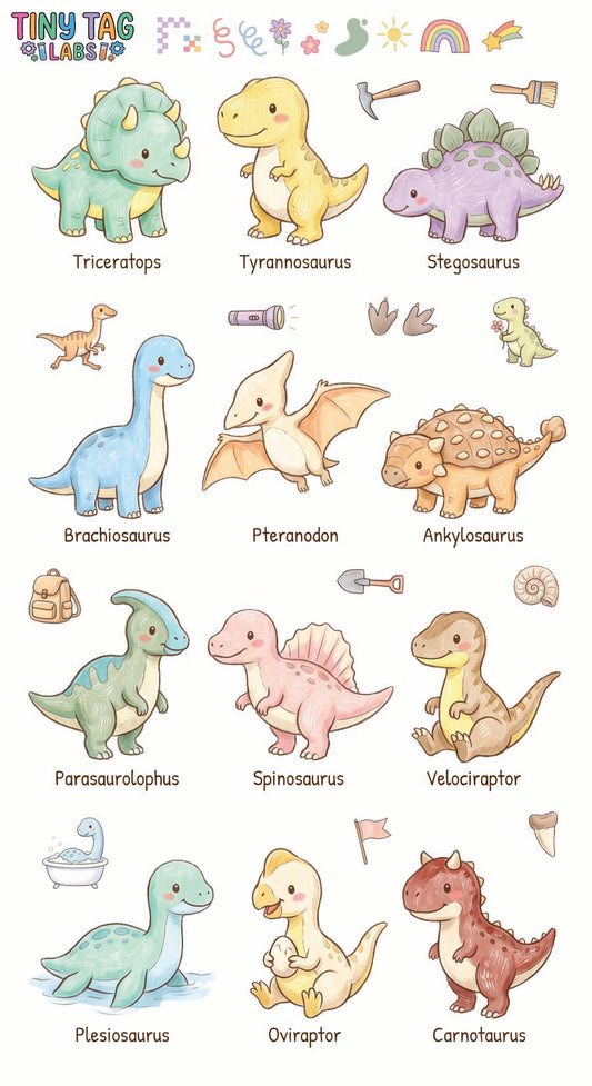 Dinosaur Stickers — Large Print #01