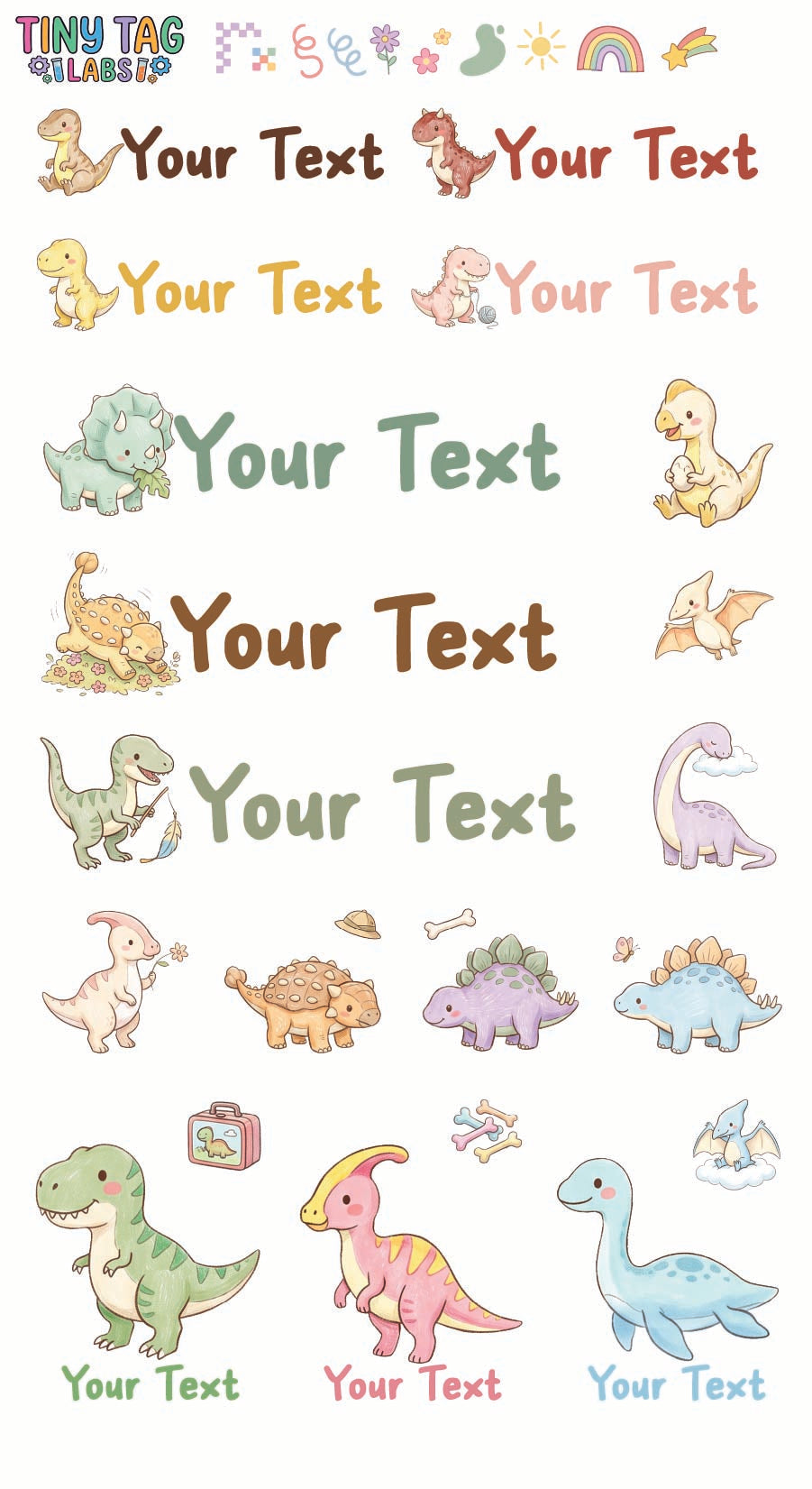 Dinosaur Name Stickers — Large Print