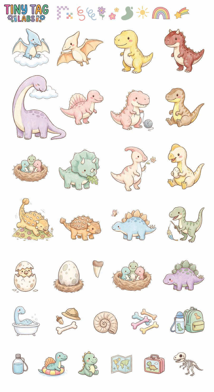Dinosaur Stickers — Medium Print #01