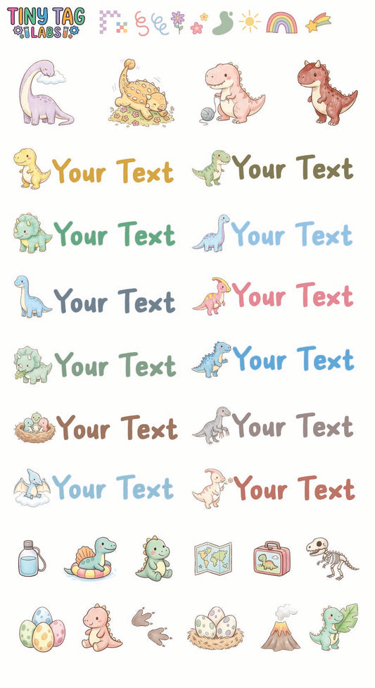 Dinosaur Name Stickers — Medium Print