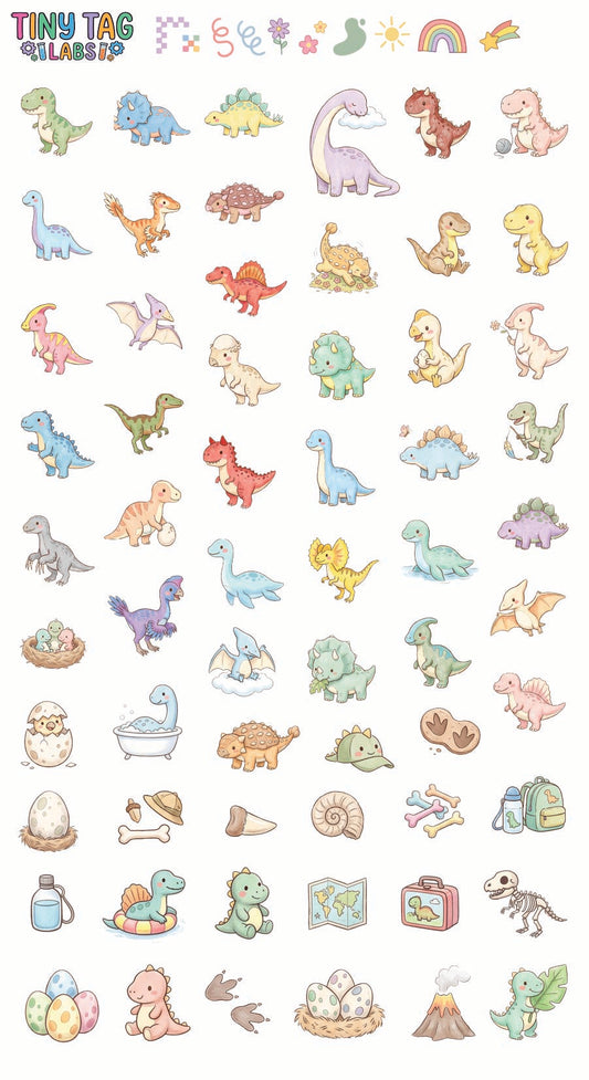 Dinosaur Stickers — Small Print