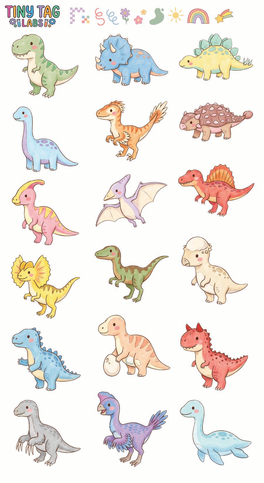 Dinosaur Stickers — Large Print #02