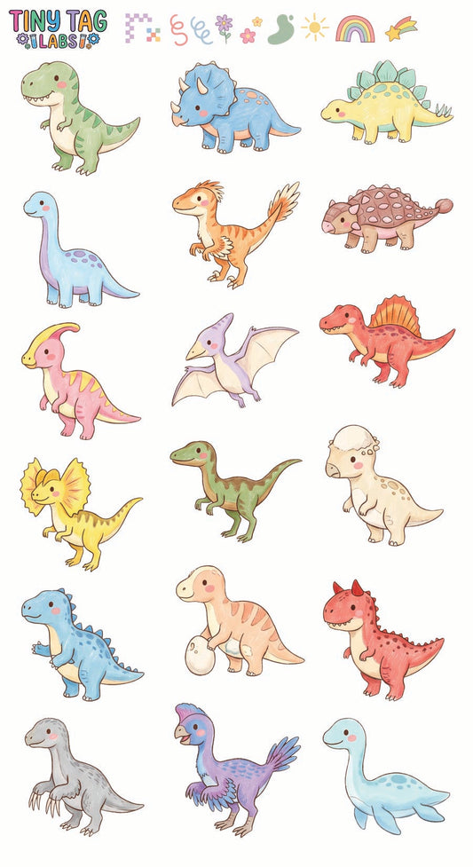 Dinosaur Stickers — Large Print #02