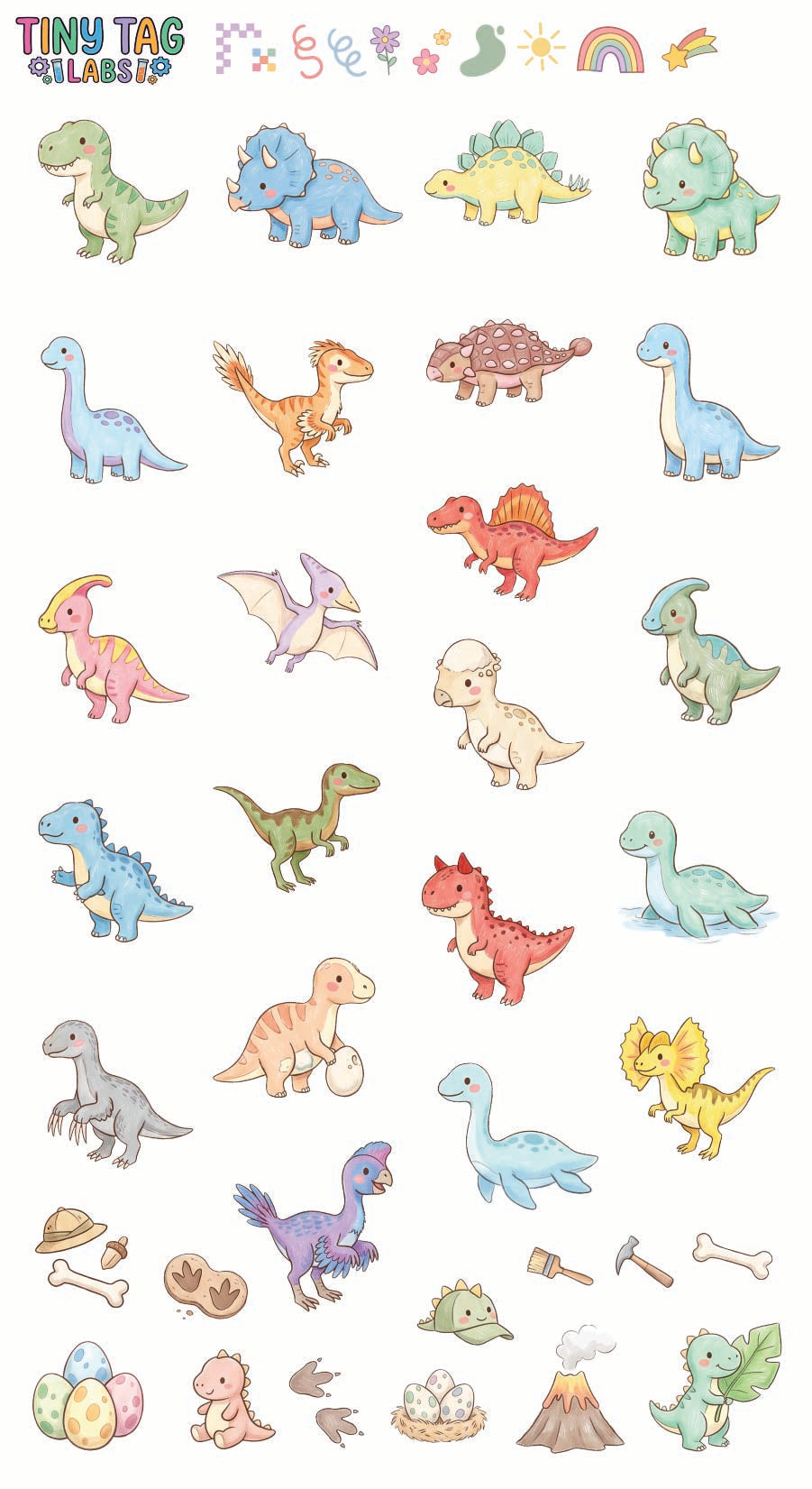 Dinosaur Stickers — Medium Print #02